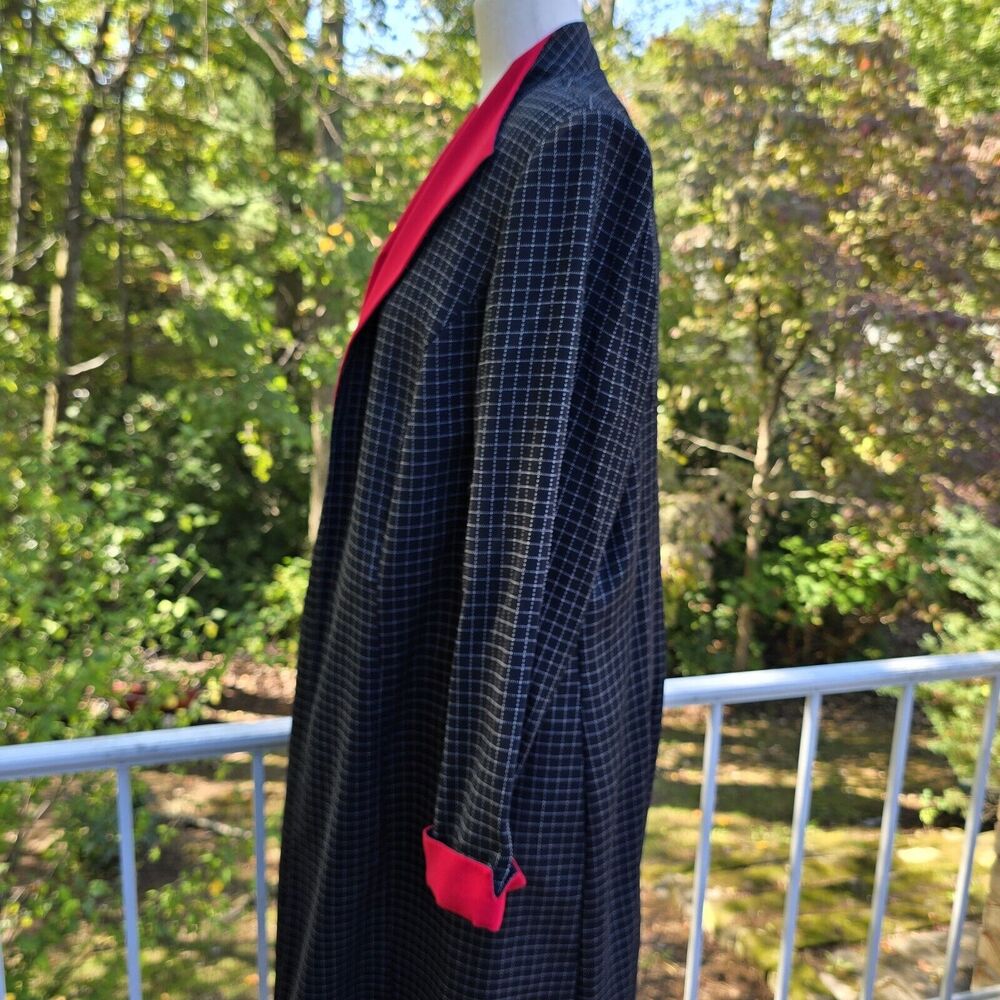 80s Wmns Perceptions Red Black Check Vtg Midi Dress Blazer Suit Set Outfit‎ 14W - Picture 4 of 10